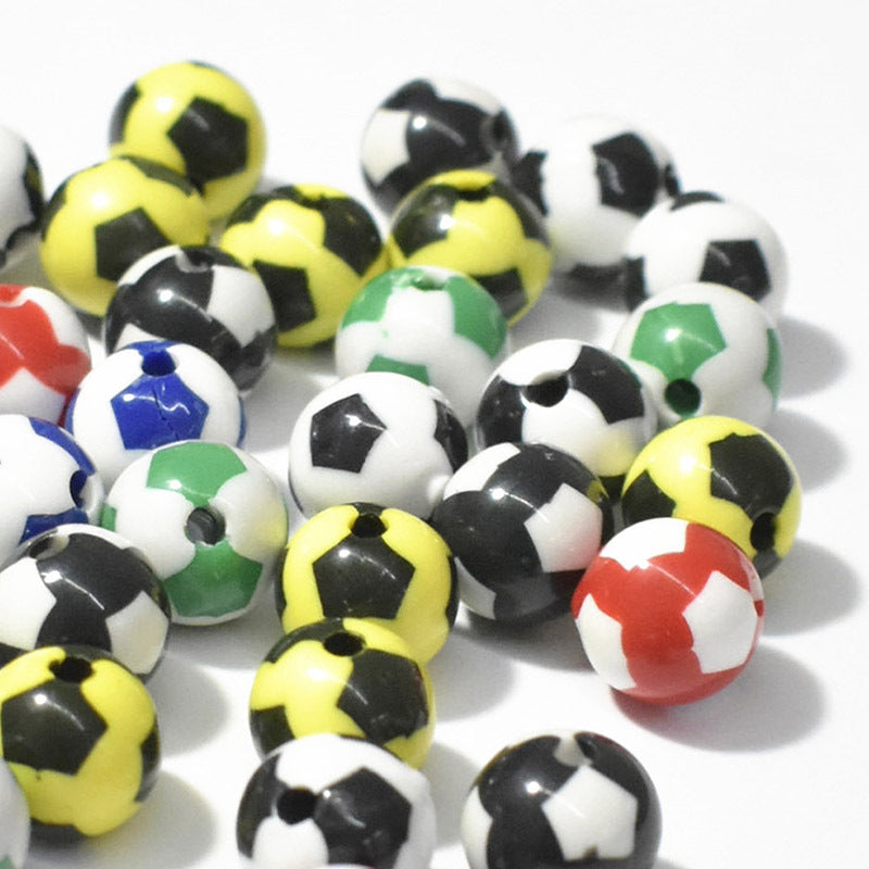 Wholesale 12mm Mixed Color White Soccer Acrylic Baseball Beads